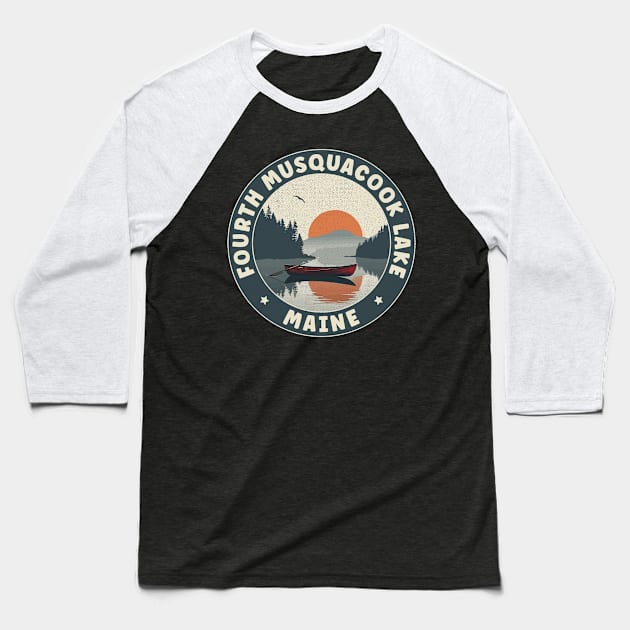 Fourth Musquacook Lake Maine Sunset Baseball T-Shirt by turtlestart